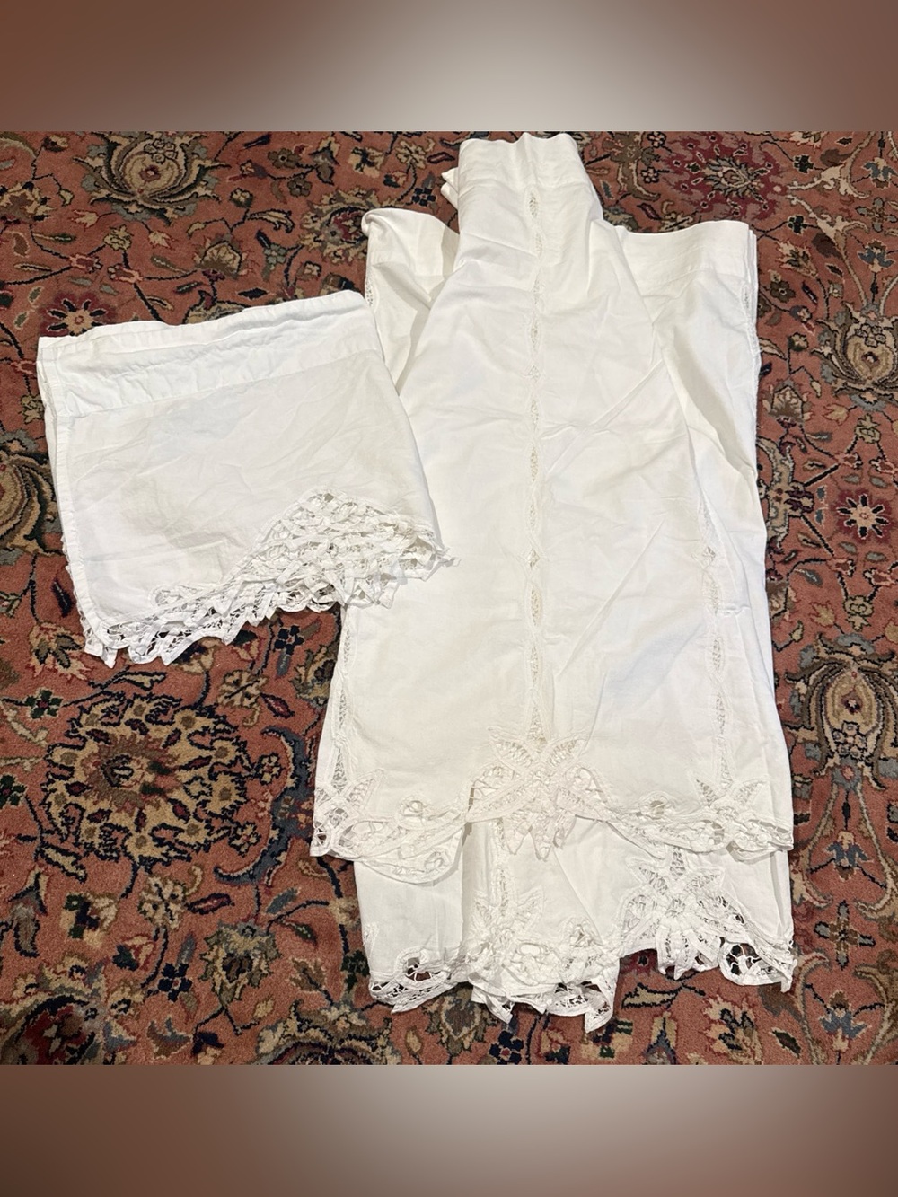 White Vintage Lace Window Set